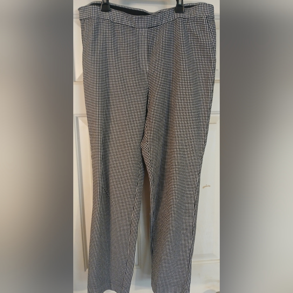 J. JILL Women's Black & White Mini Checkered Elastic Waist Pull On Pants Size 14